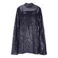 thumbnail image 5 of Zedker Women's Sparkly Cloak Sleeve Evening Mini Dress Elegant Stand Collar Shiny Sequins Cocktail Party Short Cape Dresses Holiday Party Dresses Plus Size Blue S, 5 of 7