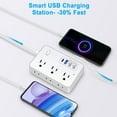 thumbnail image 6 of BOHASHIN Power Strip Extension Cord, 10 ft long Extension Cord for 6 Widely Spaced Outlets with 4 USB Fast Charge USB Charging Ports(White), 6 of 8
