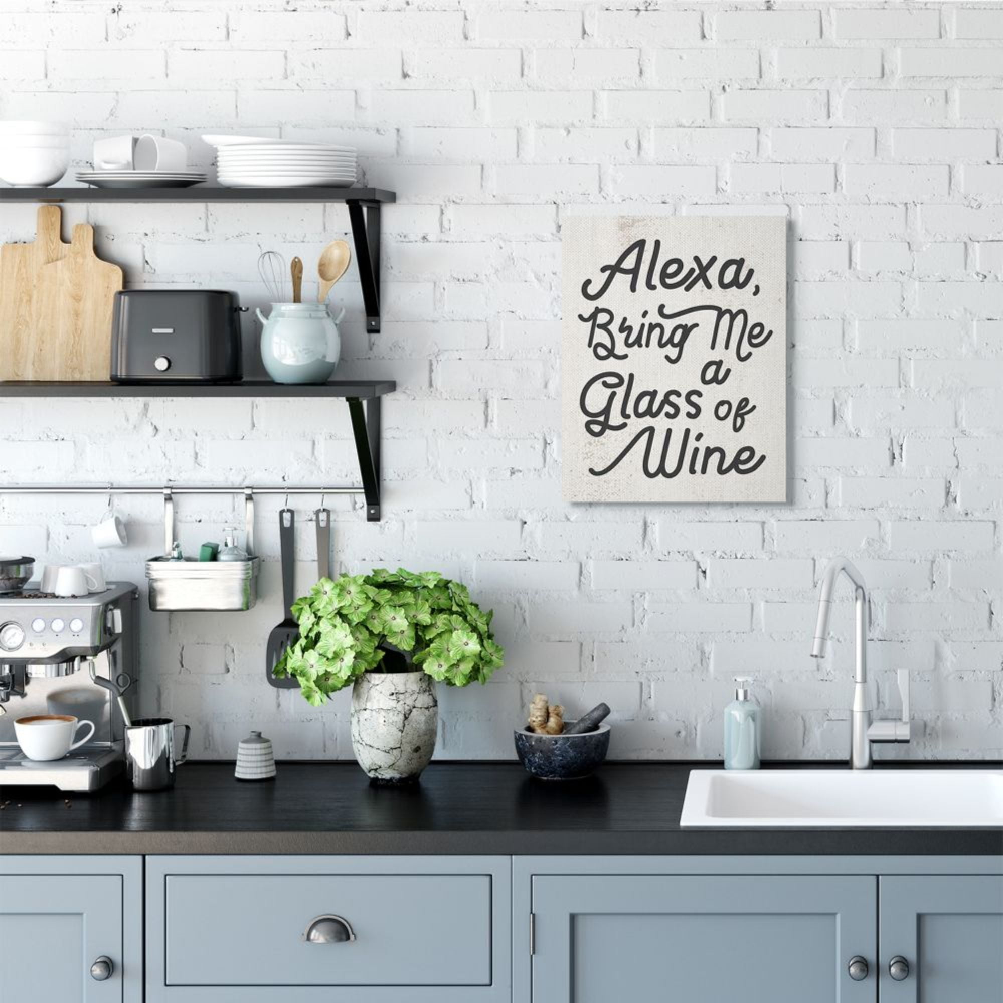 Stupell Industries Alexa Bring Me Wine Distressed Kitchen Sign Design by Daphne Polselli, 16" x 20"