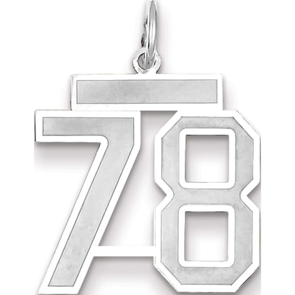 14K White Gold 14Kw Medium Satin Number 78 Charm Made In United States wsm78