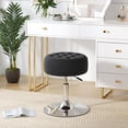 thumbnail image 4 of WLTER Mid-Century Velvet Tufted Makeup Ottoman Stool, Modern Big Size Swivel Round Adjustable Vanity Stool Chair for Living Room Bedroom, Black, 4 of 9