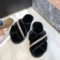 thumbnail image 2 of Haute Edition Women's Cozy Soft Plush Cross Strap House Slippers with Non Slip Soles, 2 of 2