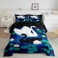 thumbnail image 2 of Castle Fairy Female Men Women Flowers Animal Swan Couple Lover Bedding Comforter Set 2pcs,Nature Floral Lotus Twin Comforter Sets Microfiber,Happy Valentine's Day Breathable Bedding Set, 2 of 8