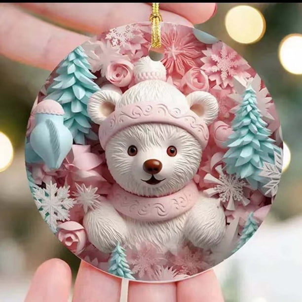Adorno navideño de muñeco de nieve para árbol de Navidad | Colgante redondo | Decoración navideña de acrílico para coche, hogar y oficina