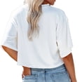 thumbnail image 5 of Women V Neck Half Sleeve Solid Color Cropped T Shirts, 5 of 5