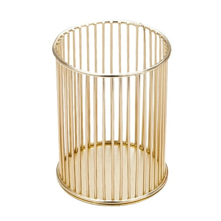 DINHEAROM 1Set Golden Iron Metal Pencil Holder for Desk and Stationery 3.9x3.1in