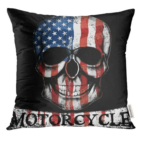 Skull Chopper Bike (CMFUN Vintage Skull Graphic Design Motorcycle Bike Chopper Badge Pillow Case 18x18 Inches)