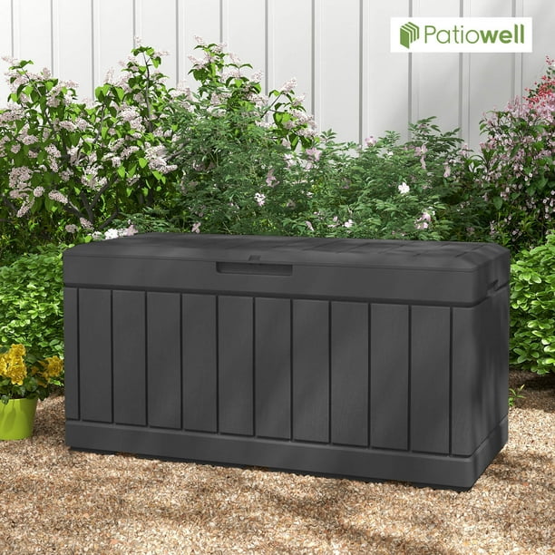 Patiowell 82 Gallon Deck Box Outdoor Storage Resin Wood Look Storage