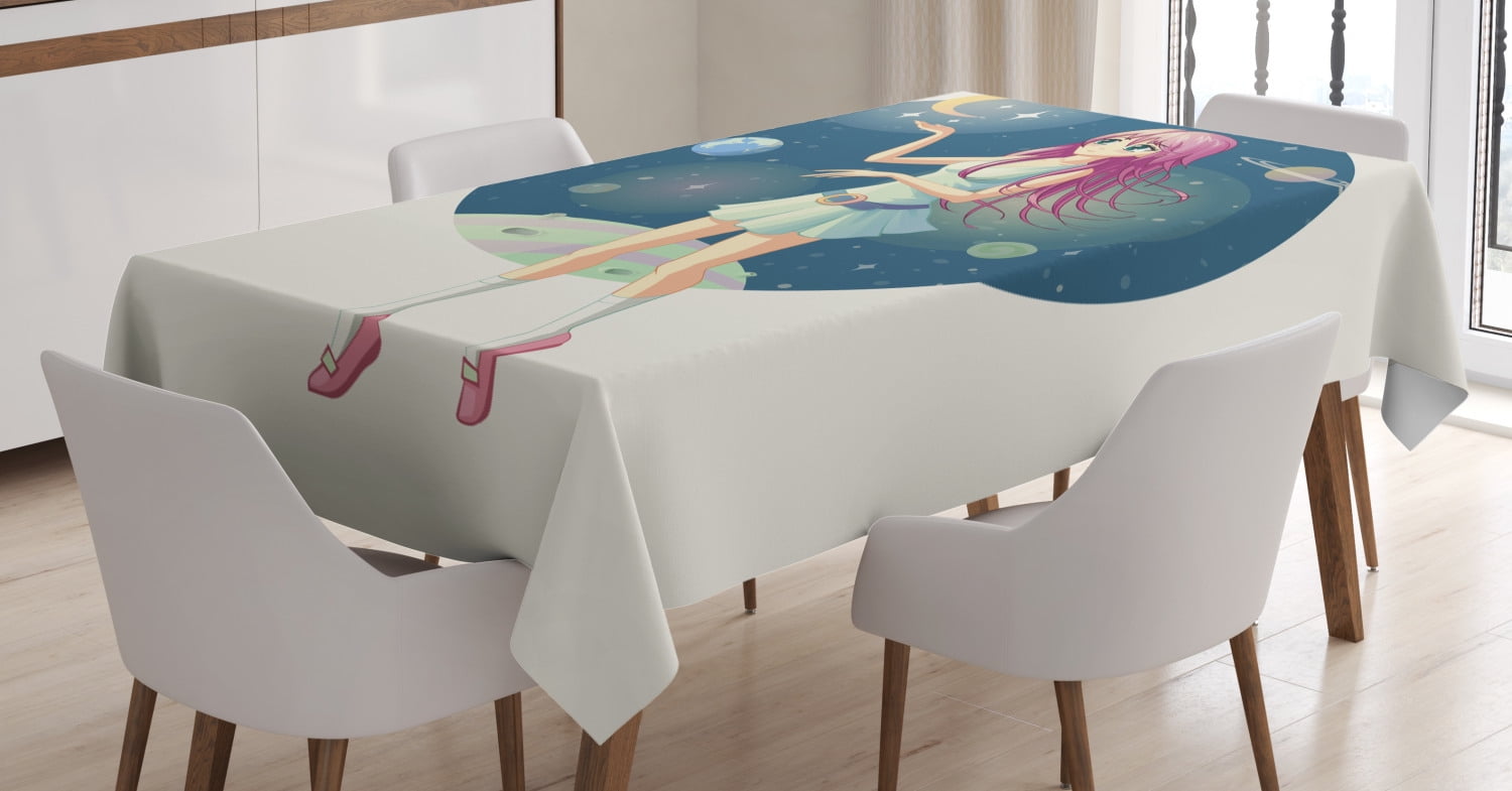Anime Tablecloth Ilration Of A Against Background E With Staroon Near Her Hand Rectangular Table Cover For Dining Room Anime Tablecloth Ilration Of A Against Background E With Staroon Near Her Hand Rectangular Table Cover For Dining Room