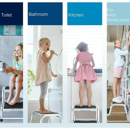 2 Step Stool, Stepping Stools for Adults Kids with Non-Slip Rubber Feet, Heavy Duty Step Stools for Bedroom Kitchen Bathroom, Bed Steps for High Beds