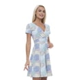 thumbnail image 1 of Women’s A Line Dahlia Flower Summer Dress, Retro Triangle Arrangement, Cross Wrap V Neck, 6 Sizes, by Ambesonne, 1 of 2