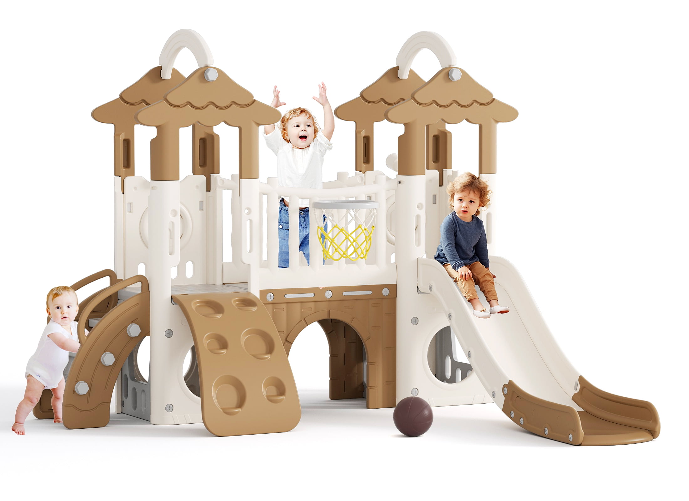 XJD 9-in-1 Jungle Toddler Slide with Climber, Indoor Outdoor Kids
