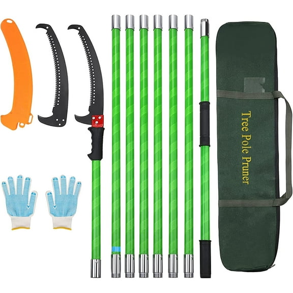 LUCKUP 26Ft Extendable Pole Saw, Durable Alloy Steel Blade, Rubber Grip