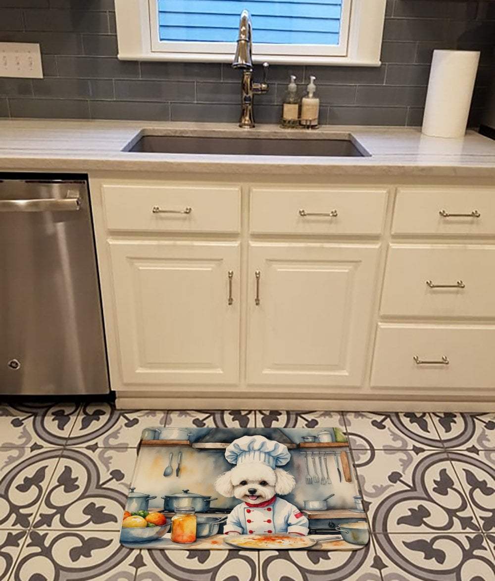 Bichon Frise The Chef Memory Foam Kitchen Mat 27 in x 19 in