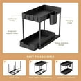 thumbnail image 6 of 2 Pack Under Sink Organizers and Storage, Wattne Kitchen Bathroom Sink Organizer with Hooks, 2 Tier Under Sink Cabinet Basket Storage Shelf with Sliding Drawers, Black, 6 of 7