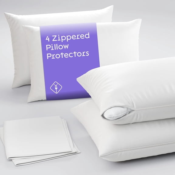 Niagara Sleep Solution 4 Pack of Pillow Protectors with Zipper, King (20x36 inches)