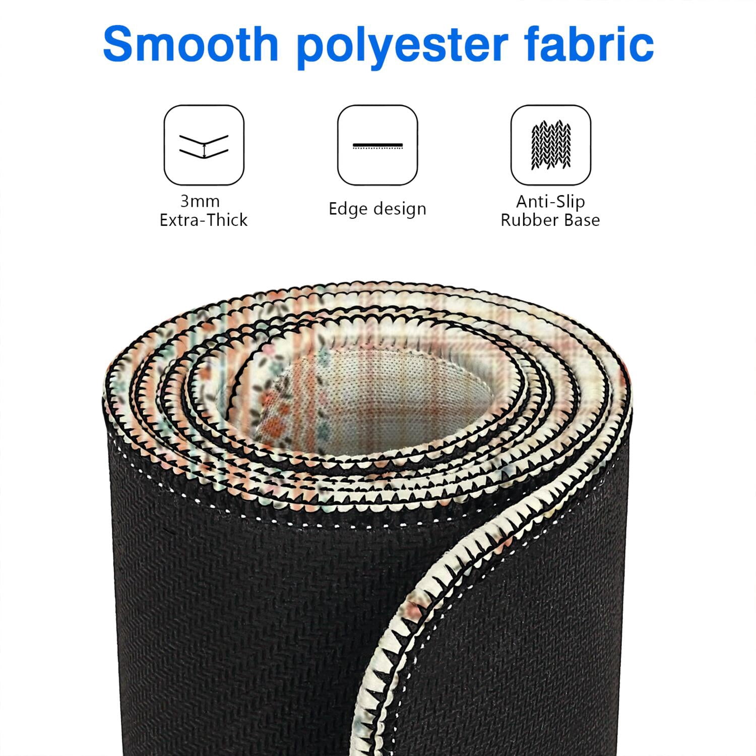 Long Mouse Pads for Desk,Pioneer Flower Floral Print Pattern Desk Mats on Top Of Desks, Desk Mouse Pad Extra Large with 3mm Non-Slip Base and Stitched Edge for Gaming,Office,Work,Home 47.3"x23.6"