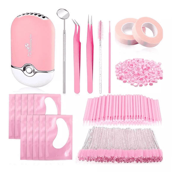 Kit De Pestañas De Visón 1x1 Para Aplicación De Extensión rosa