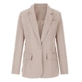 thumbnail image 4 of Olyvenn Trendy Loose Blazers Coats Elegant for Women Solid Slim Fit Business Work Office Lightweight Notched Lapel Collar Womens Suit Button Open Front Casual Long Sleeve Blazer Jackets Beige 8, 4 of 6
