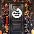 thumbnail image 4 of 2 pieces, 2D Flat Halloween and the Day of the Dead atmosphere porch hanging logo decorative banner, Halloween couplets with skull couple pattern, holiday home hanging flag, suitable for front door,, 4 of 5