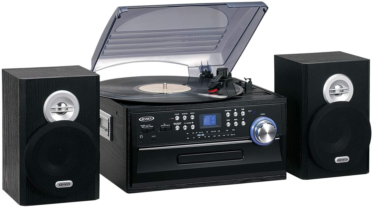 Consulate shorthand Thorny Jensen All-In-One Hi-Fi Stereo CD Player Turntable & Digital AM/FM Radio  Tuner Tape Cassette Player Mega Bass Reflex Stereo Sound System -  Walmart.com