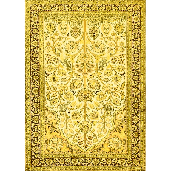 Ahgly Company Indoor Rectangle Persian Yellow Traditional Area Rugs, 8' x 10'
