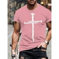 thumbnail image 4 of Men's Vintage Oil Painting Faith Jesus Cross Print Casual T-Shirts Christ Crewneck Short Sleeve Shirts for Men Navy 3XL, 4 of 4