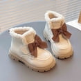 thumbnail image 2 of Eltusu Girls Ankle Boots, Warm No Slip Slip on Bow Winter Booties Shoes Beige Size 2(Big Kids), 2 of 8