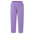 thumbnail image 5 of Rhuody Summer Pants For Womens Straight Leg Empire Waist Trousers Flowy Solid Color Lightweight Sport Length Pants With Pockets Durable Everyday Outfit Purple 2Xl, 5 of 5