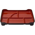 thumbnail image 3 of JapanBargain 1590, Japanese Lunch Bento Box Traditional Plastic Lacquered Bento Plate 6 Compartments for Restaurant or Home, Red and Black Color, 14"x9.25", Made in Japan, 2 Pack, 3 of 4