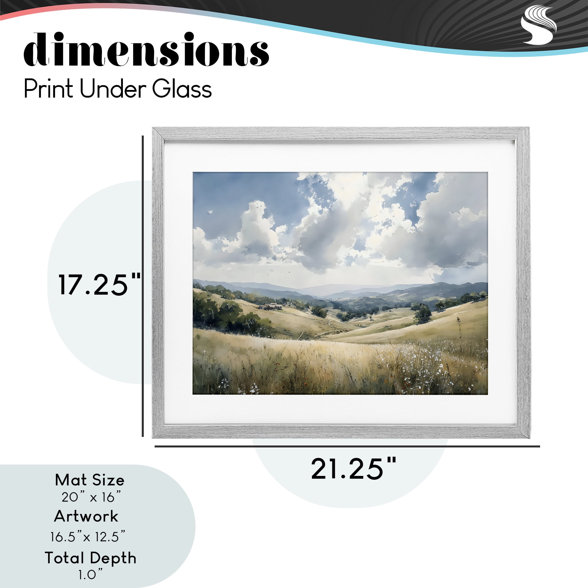 Stupell Industries Distant Hill House in Meadow Gray Framed Print Under Glass, design by Franklyn Gregory