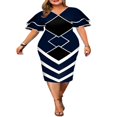 thumbnail image 1 of Femmes Bodycon Crayon Robe Imprimé Manches Évasées Élégante Couture Bureau Robe Cocktail Party Clubwear, 1 of 6