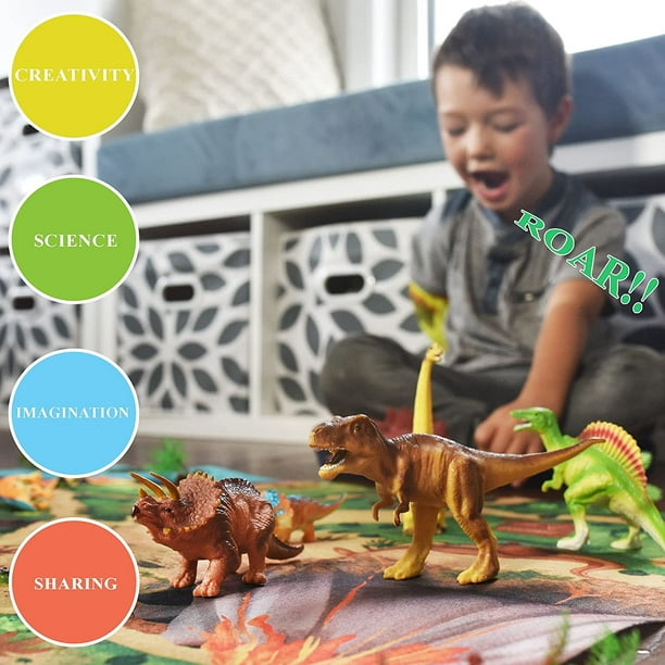 Dinosaure Jouets pour Enfants 3-5 - Dinosaures Réalistes W / Tapis