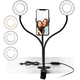 thumbnail image 2 of Luz doble de anillo negro con soporte para teléfono celular para transmisión en vivo/maquillaje, iluminación de cámara LED con brazos flexibles compatible con todos los modelos de iPhone y teléfonos, 2 of 8