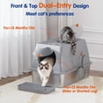 thumbnail image 4 of Stainless Steel Litter Box with Lid,Front Entry Top Exit Kitty LitterBox,Extra Large Enclosed Metal Cat Box with Litter Scoop & Litter Mat-Light Gray, 4 of 9