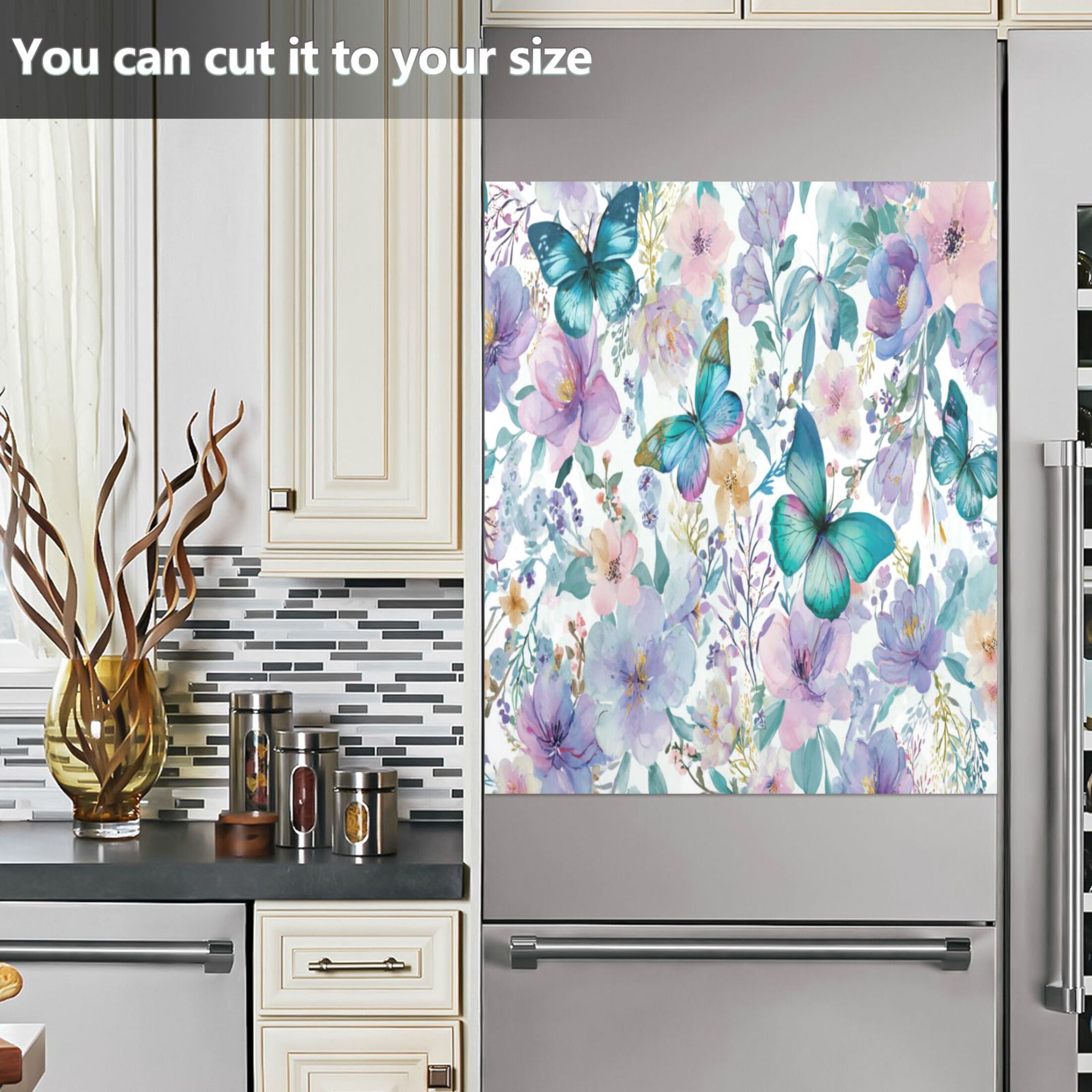 Dishwasher Magnetic Refrigerator Magnet Cover Sticker Home Decorative 23"x26" Watercolor Butterflies Pattern