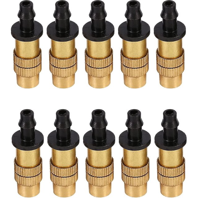 10 piezas de rociador de riego ajustable, boquilla atomizadora de rosca de orificio ajustable Cabezales de enfriamiento Boquillas negras