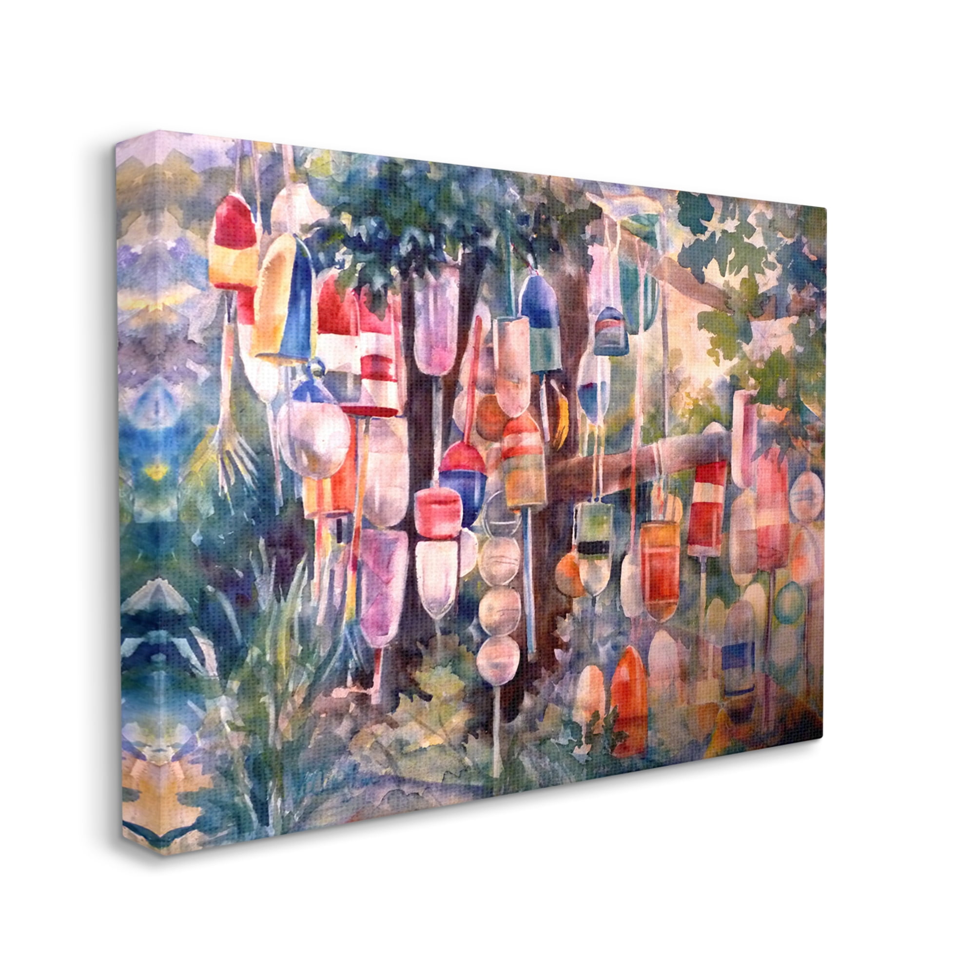 Stupell Industries Maritime Buoys on Tree Nature Painting Gallery Wrapped Canvas Print Wall Art, 48 x 36