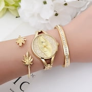 Weicam Womens Diamond Wristwatch Bangle Bracelet Jewelry Set Analog Quartz Wrist Watch for Ladies