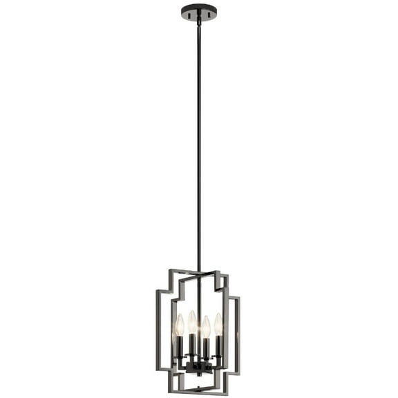 43964MCH Kichler Lighting Downtown Deco - 4 Light Foyer Pendant - with Transitional inspirations - 17 inches tall by 12 inches wide-Midnight Chrome