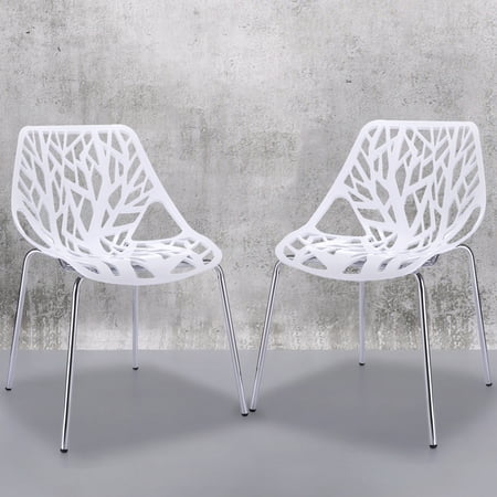Jaxpety Set of 4 Modern Dining Chair Stackable Birds Nest Accent Armless Side Chairs White