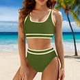 thumbnail image 2 of TOWED22 Women's High Waisted Bikini Sets Sporty Two Piece Swimsuits Color Block Cheeky High Cut Bathing Suits（AG,XL）, 2 of 7