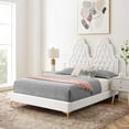 thumbnail image 2 of Tufted Platform Bed Frame, King Size, Velvet, White, Modern Contemporary Urban Design, Bedroom Master Guest Suite, 2 of 10