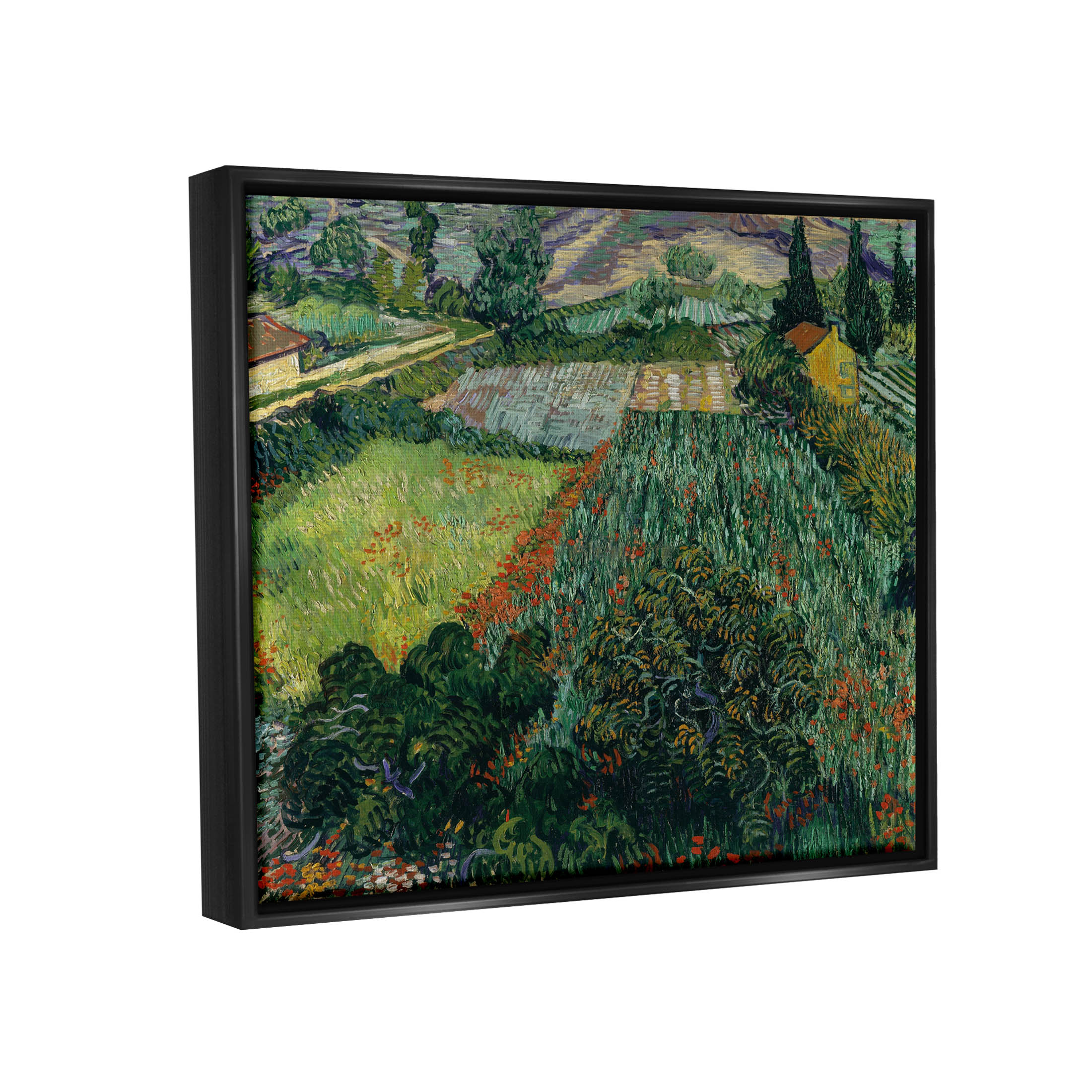 Field With Poppies Van Gogh Rural Scenery Landscape Painting Jet Black Framed Art Print Wall Art