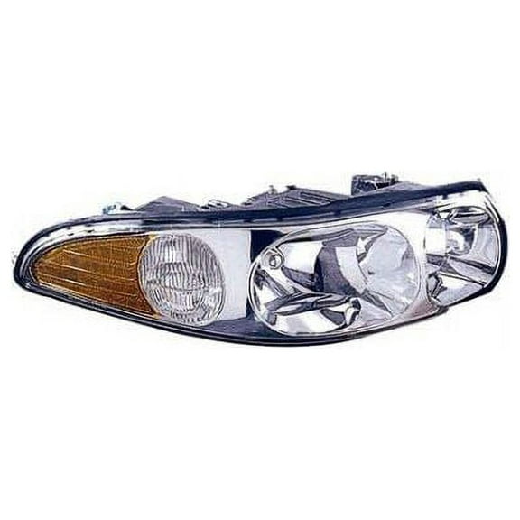 Right Passenger Side Headlight Assembly - Custom Models - with Marker Light and Fluted High Beam Surface - Compatible with 2000 - 2005 Buick LeSabre 2001 2002 2003 2004
