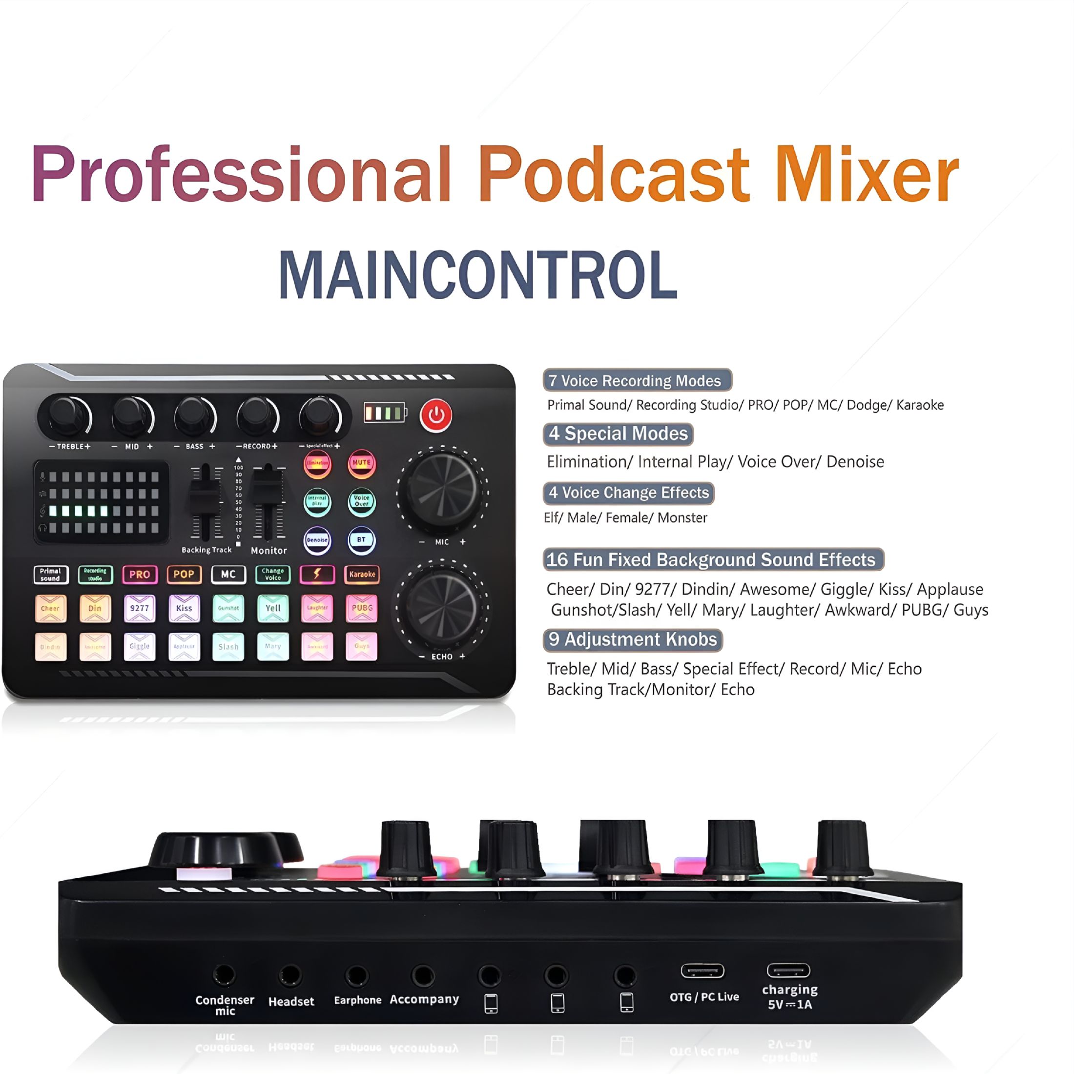 GJX Podcast Equipment Bundle, Condenser Microphone with Tripod Stand and Professional Audio Mixer for Studio Recording Vocals, Voice Overs, Streaming Broadcast and YouTube Videos
