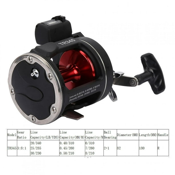 Lhcer Trolling Reels Equipped With Line Counter Black Trolling Saltwater Offshore Reel Wheel, Fishing Reel Wheel, Metal Fishing Reel
