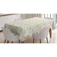 thumbnail image 1 of Floral Tablecloth, Graphic Ornament with Curvy Stems Blooming Petals and Butterflies, Rectangle Satin Table Cover Accent for Dining Room and Kitchen, 60" X 90", Apple Green White, by Ambesonne, 1 of 2