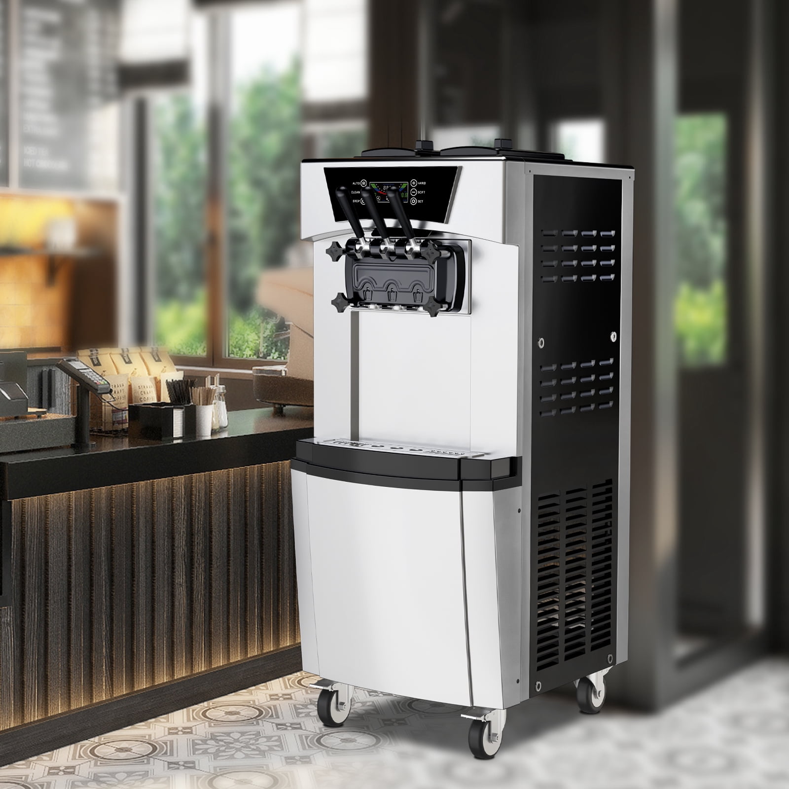 Commercial Ice Cream Maker Machine with LCD Display Auto Clean Frozen Drink Machine, Maker, Machine for Home