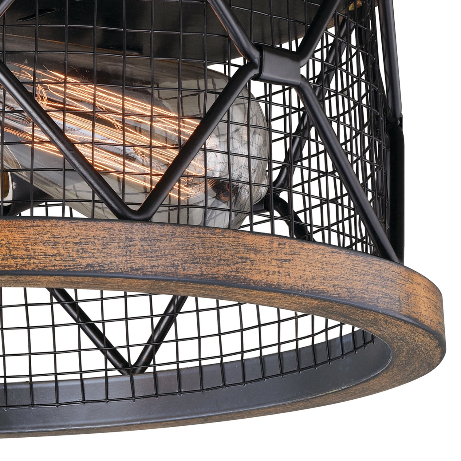 Bremerton 13-in W Bronze Industrial Cage Drum Flush Mount Ceiling Light